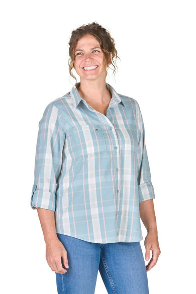 Berne Women's Flex180 UPF Button Down Plaid Long Sleeve Shirt